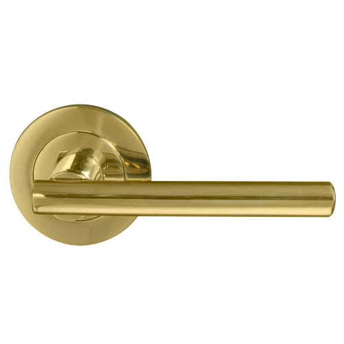 Charleston 64mm Large Rose Lever Set in Polished Brass Unlacquered