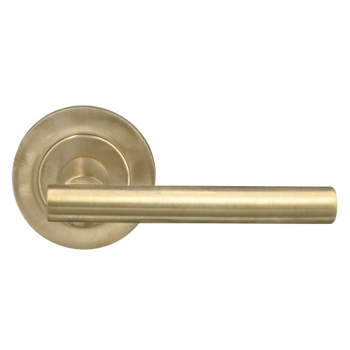 Charleston 64mm Large Rose Lever Set in Satin Brass Unlaquered