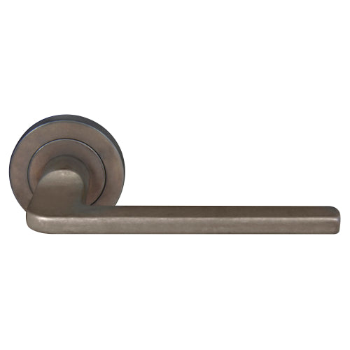 Chalet 52mm Round Rose Lever Set in Natural Bronze