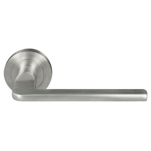 Chalet 52mm Round Rose Lever Set in Satin Chrome