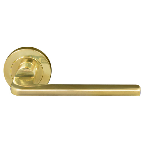 Chalet 52mm Round Rose Lever Set in Polished Brass Unlacquered