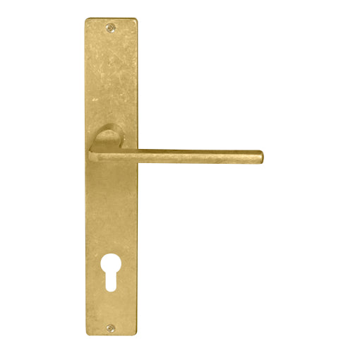 Chalet Square Backplate E85 Keyhole in Rumbled Brass