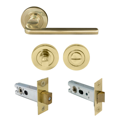 Chalet Round Rose Privacy Set in Polished Brass