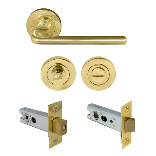 Chalet Round Rose Privacy Set in Polished Brass Unlacquered