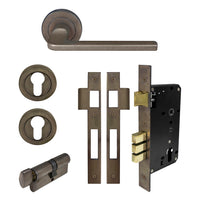Chalet Round Rose Entrance Set - E85 in Natural Bronze