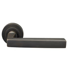 Federal 52mm Round Rose Lever Set in Dark Roman Brass