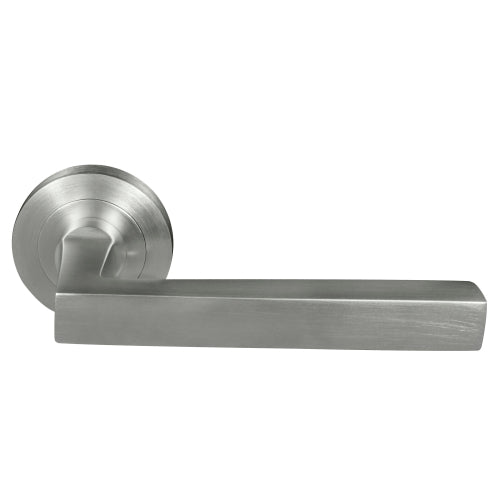 Federal 52mm Round Rose Lever Set in Satin Chrome