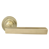 Federal 52mm Round Rose Lever Set in Satin Brass Unlaquered