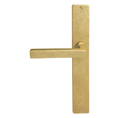 Federal Square Backplate Dummy Lever - LH in Rumbled Brass