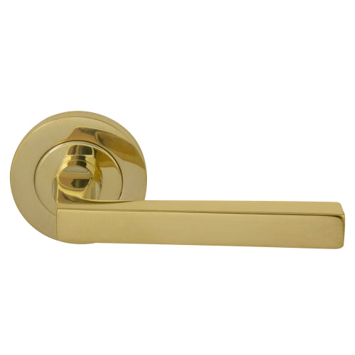 Federal 64mm Large Rose Lever Set in Polished Brass Unlacquered