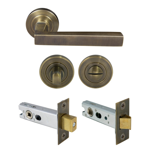 Federal Round Rose Privacy Set in Brushed Bronze