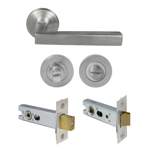Federal Round Rose Privacy Set in Satin Chrome
