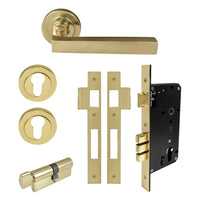 Federal Round Rose Entrance Set - E85 in Polished Brass