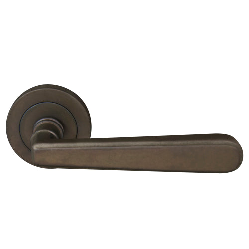 Villa 52mm Round Rose Lever Set in Matt Antique Bronze