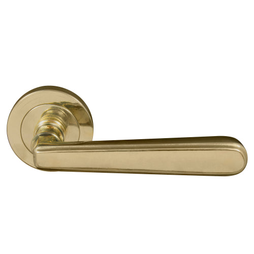 Villa 52mm Round Rose Lever Set in Polished Brass