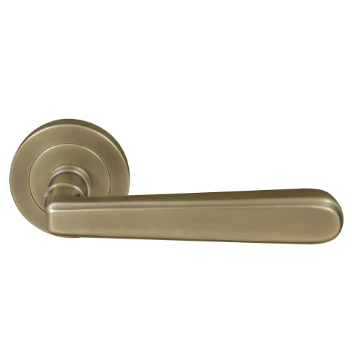 Villa 52mm Round Rose Lever Set in Roman Brass