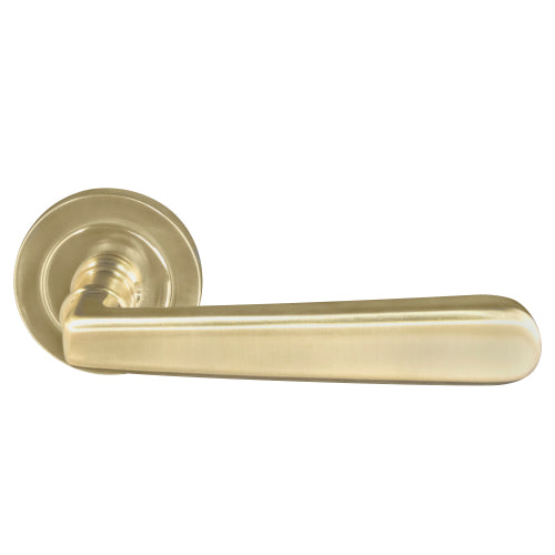 Villa 52mm Round Rose Lever Set in Satin Brass Unlaquered