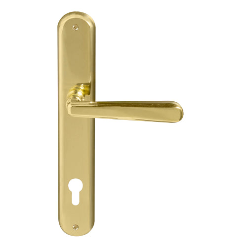 Villa Oval Backplate E85 Keyhole in Polished Brass Unlacquered