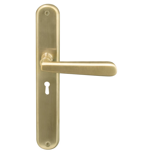 Villa Oval Backplate Std Keyhole in Satin Brass Unlaquered