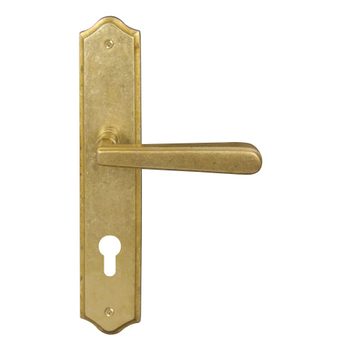 Villa Traditional Backplate E85 Keyhole in Rumbled Brass