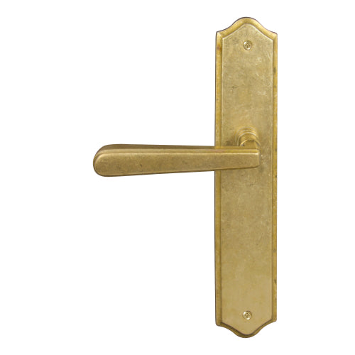 Villa Traditional Backplate Dummy Lever - LH in Rumbled Brass