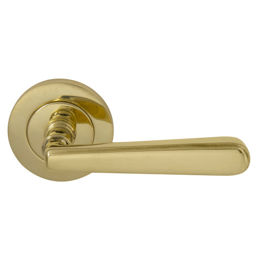 Villa 64mm Large Rose Lever Set in Polished Brass