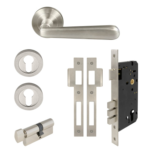 Villa Round Rose Entrance Set - E85 in Brushed Nickel