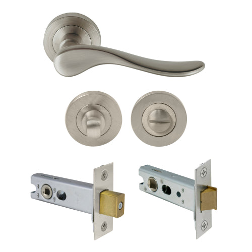 Haven Round Rose Privacy Set in Brushed Nickel