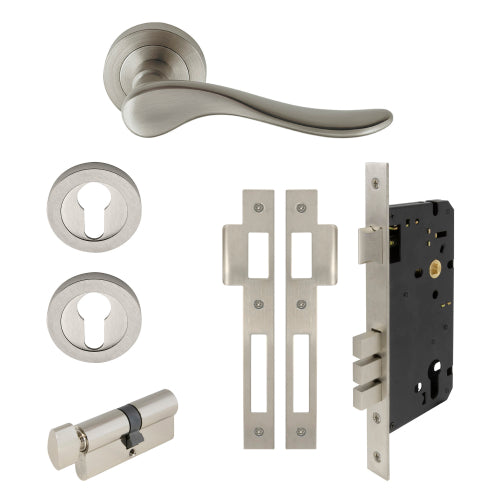 Haven Round Rose Entrance Set - E85 in Brushed Nickel