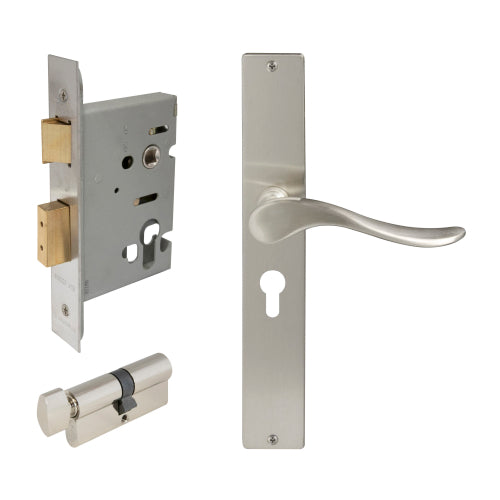 Haven Square Backplate Entrance Set - E48 in Brushed Nickel