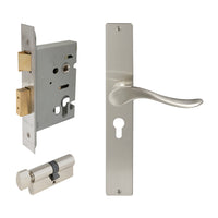 Haven Square Backplate Entrance Set - E48 in Brushed Nickel