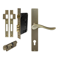 Haven Square Backplate Entrance Set - E85 in Roman Brass