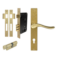 Haven Square Backplate Entrance Set - E85 in Rumbled Brass