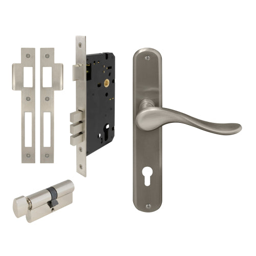 Haven Oval Backplate Entrance Set - E85 in Brushed Nickel