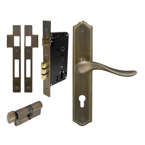 Haven Traditional Backplate Entrance Set - E85 in Brushed Bronze