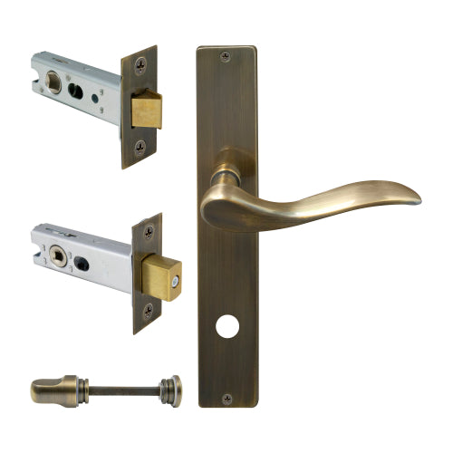 Hermitage Square Backplate Privacy Set in Brushed Bronze