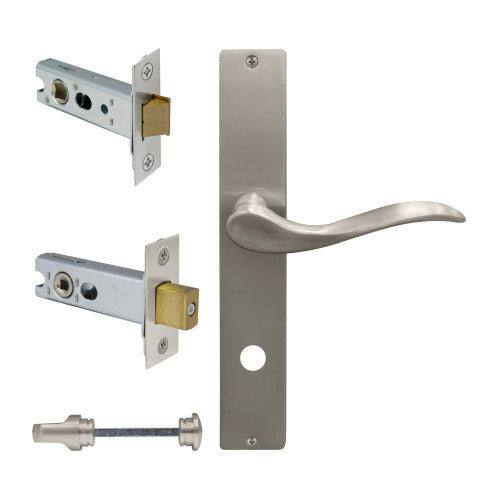 Hermitage Square Backplate Privacy Set in Brushed Nickel