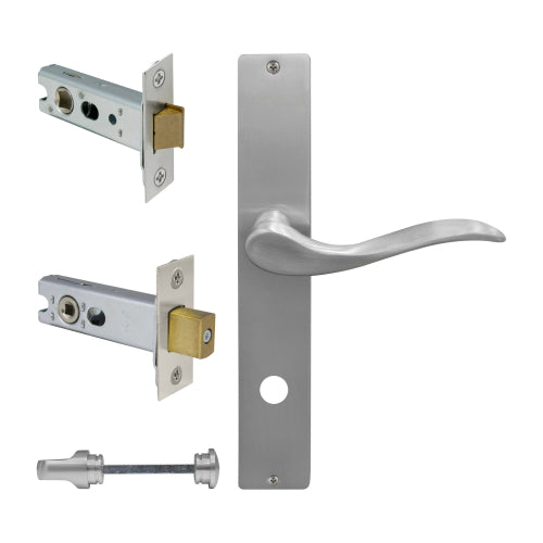 Hermitage Square Backplate Privacy Set in Satin Chrome