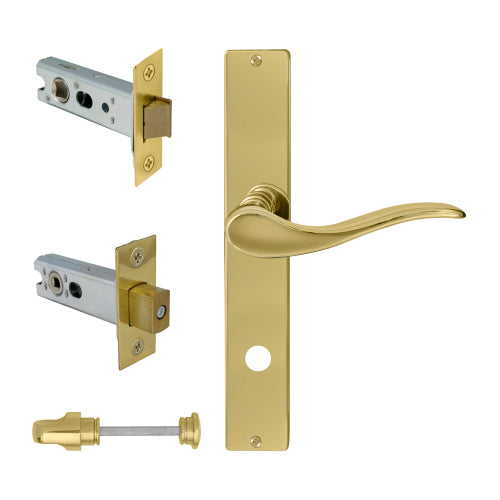 Hermitage Square Backplate Privacy Set in Polished Brass Unlacquered