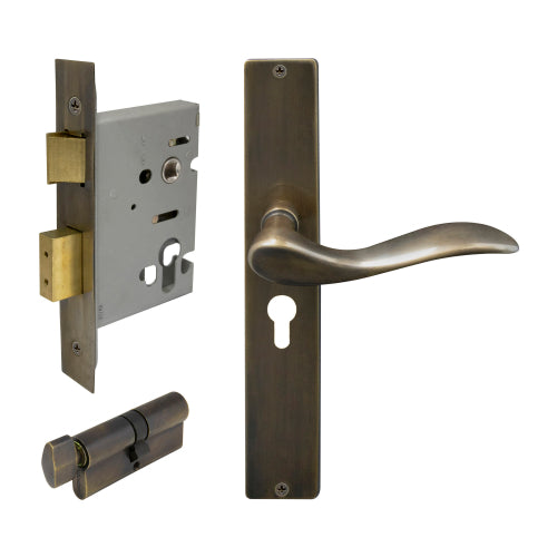 Hermitage Square Backplate Entrance Set - E48 in Oil Rubbed Bronze