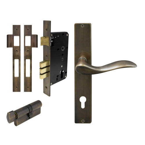 Hermitage Square Backplate Entrance Set - E85 in Oil Rubbed Bronze