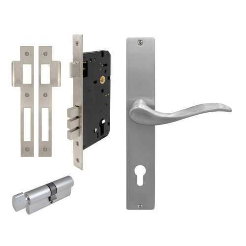 Hermitage Square Backplate Entrance Set - E85 in Satin Chrome