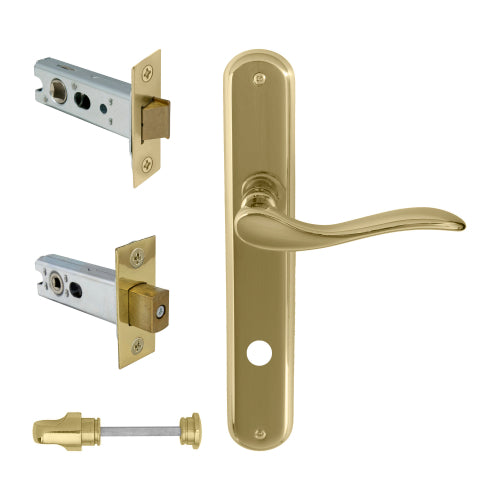 Hermitage Oval Backplate Privacy Set in Polished Brass