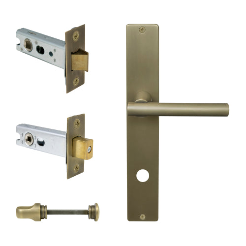 Charleston Square Backplate Privacy Set in Roman Brass