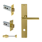 Charleston Square Backplate Privacy Set in Polished Brass Unlacquered