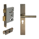 Charleston Square Backplate Entrance Set - E48 in Brushed Bronze