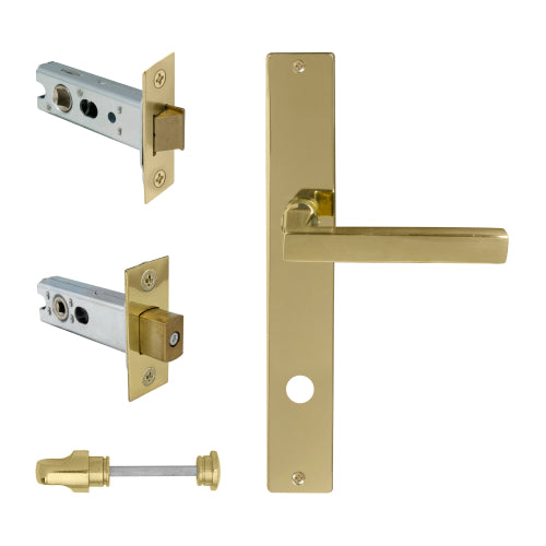 Federal Square Backplate Privacy Set in Polished Brass