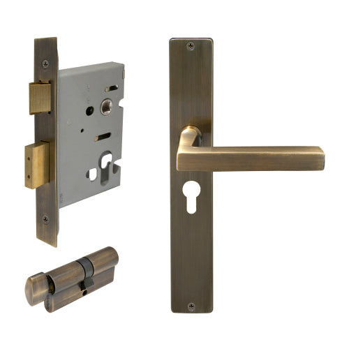 Federal Square Backplate Entrance Set - E48 in Brushed Bronze