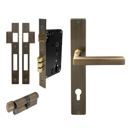 Federal Square Backplate Entrance Set - E85 in Brushed Bronze