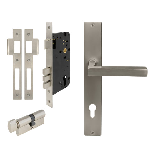 Federal Square Backplate Entrance Set - E85 in Brushed Nickel